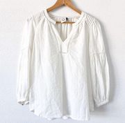 Anthropologie  Ivory Eyelet Boho Blouse