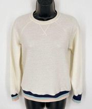 Marine Layer NEW Women's Fleece Soft Sweatshirt Size XS Cream Stripe Accent