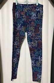 LULAROE Navy multicolored leggings