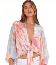 NWT Young Fabulous & Broke Carmen Ombre Tie Dye Tie Front Top Small