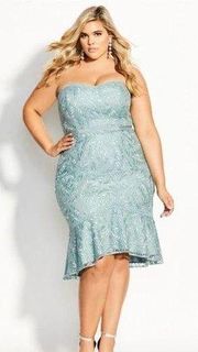 City Chic Seafoam Green Vine Embroidered Dress Sz.XXL(24) NWT