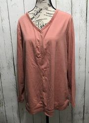 D & Co. Essemtials V-neck t-shirt top with long sleeves.  Size L. Summer