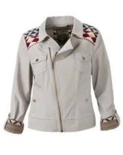 Rock Ridge Canvas Jacket Size S, Taupe W/Embroidered Detail