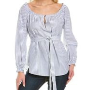 Rag and bone, Sierra, white and blue pinstripe off the shoulder top size large