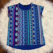 Papermoon for stitch fix Aztec blue blouse sz M