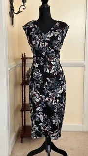 London Style Sleeveless Floral Sheath Dress