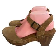 House of Harlow 1960 Cherub Clog Chestnut Brown Shoes Leather 9 M Ankle Strap