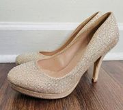 Bonnibel Olga-6 Round Toe Glitter Mesh Rhinestone Studded Pump Heels ~ Size 7