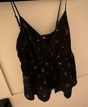 Active USA black floral tank size s/m