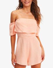 NWT Roxy Romper Off The Shoulder Stretchy Crinkled Fabric Shorts XL $56