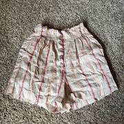 Joie striped paper bag linen blend shorts