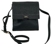 Halston H by Halston Black Leather Magnetic Crossbody Bag