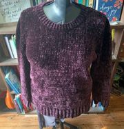 Orvis plum purple M cozy chenille pullover chunky sweater