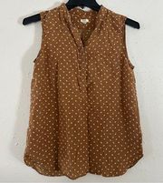 Fossil Brown Sleeveless Blouse Casual Spring Summer Medium