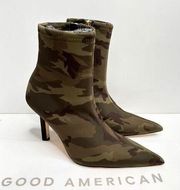 Good American Boots Womens Size 7.5 Camouflage Pointed Toe Neoprene Booties NEW