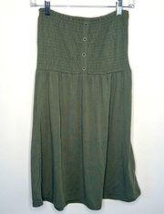 Poof sundress cover up strapless large lightweight stretch army green