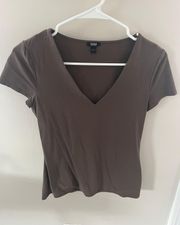 Brown V-Neck Tee