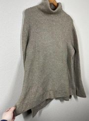 Sweet Romeo Abstract Ribbed Turtleneck Tunic Sweater XL Heather Latte Cozy Knit