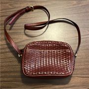 VTG  Woven Leather Crossbody Bag Purse