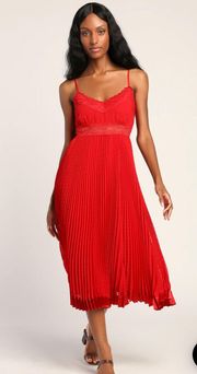 Lulus Red Lace Midi Dress