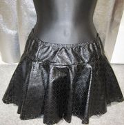 Black Leather & Lace Ruffle Mini Skirt