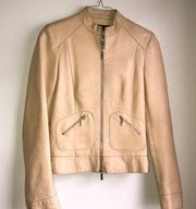 Karen Millen Camel Color 100% Leather Motto Jacket