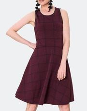 Leota Maroon Black Plaid Sleeveless Fit & Flare Dress Women's Size 2L