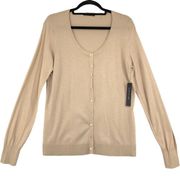 Elie Tahari Size M Melissa Cardigan Sweater Sand Dune Gold 100% Cotton NEW