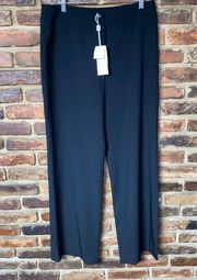 NWT Armani Collezioni Black Wide Leg Wool Trouser Dress Pants Women's Size US 8