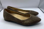 Vionic Posey Womens Sz 5 Shoes Taupe Suede Leather Laser Ballet Flats pointy toe