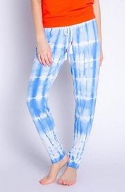 PJ Salvage Sail Away Blue White Tie Dye Banded Pants Women's Size Small