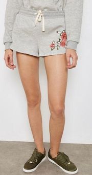 NWT  Floral Embroidered Gray Lounge Shorts