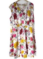 NEW Old Navy Waist-Defined Sleeveless Plus-Size Dress White Floral Women’s 2X