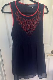 Navy Embroidered Lace Dress