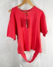 Hudson Cut Sleeve Pullover Grunge Distressed Sweatshirt Size Small