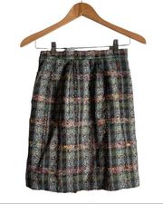 CARLISLE Vintage Skirt Plaid Woven Textured Striped Wool Blend Women's Size 2