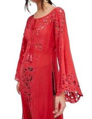 Free People Red Legendary Love Maxi Dress Cover Up Size L NWT $228