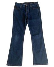 Liverpool Blue Wash Mid Rise Back Button Flap Pockets Straight Jeans Size 6