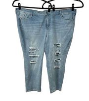 Torrid Light Wash Distressed Mid Rise Boyfriend Straight Jeans