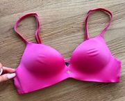 Hot pink wireless push up bra