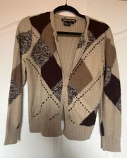 Nina Leonard Argyle Print Cardigan