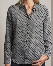 AG Sandra Silk Shirt Starline True Black/ Ivory Size XS