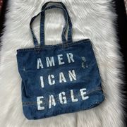 American Eagle  Denim Logo Tote Bag