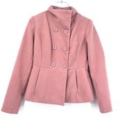 Forever 21 Double Breasted Pea Coat In Pink Mauve Size Small NWT