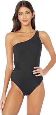 Becca by Rebecca Virtue Women's Adeline One Shoulder One Piece Swimsuit Black