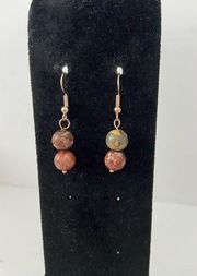 Handmade leopard skin jasper bead earrings