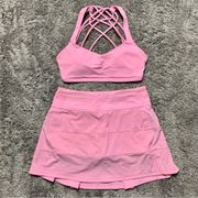 Lululemon NWOT  Pace Rival Skirt & Free To Be Wild Bra Matching Set *Miami Pink