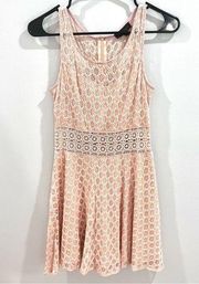 Blush lace peekaboo waist dress size small