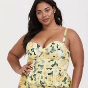 Torrid rose peplum swim tankini top size 2X F cup yellow rose