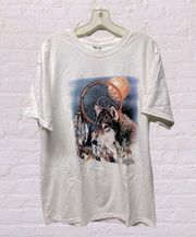 Jerzee heavyweight Tee wolf and dream catcher print Large